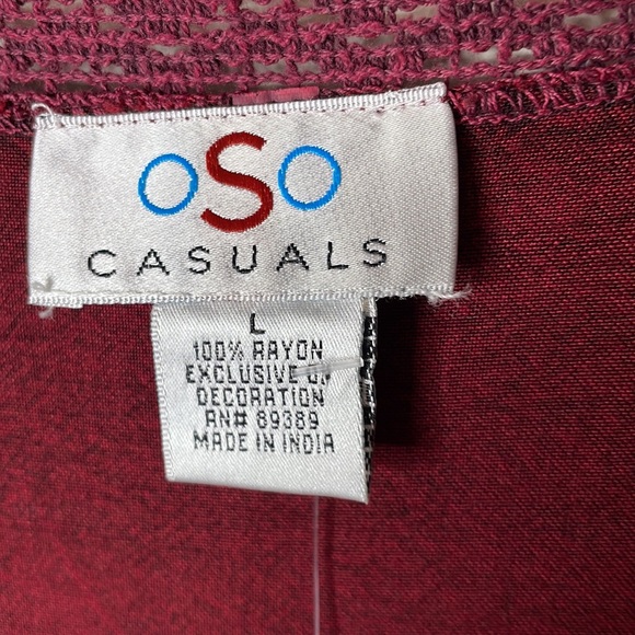 OSO Casuals rayon topper, size L in garnet red with embroidery and lace, size L - Picture 3 of 10